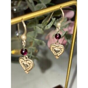 Silpada Vintage earrings with sterling silver & with ruby stone.